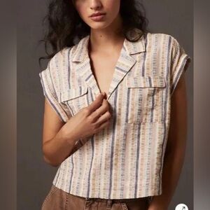 Anthropologie Cropped Boxy Utility Pullover Top